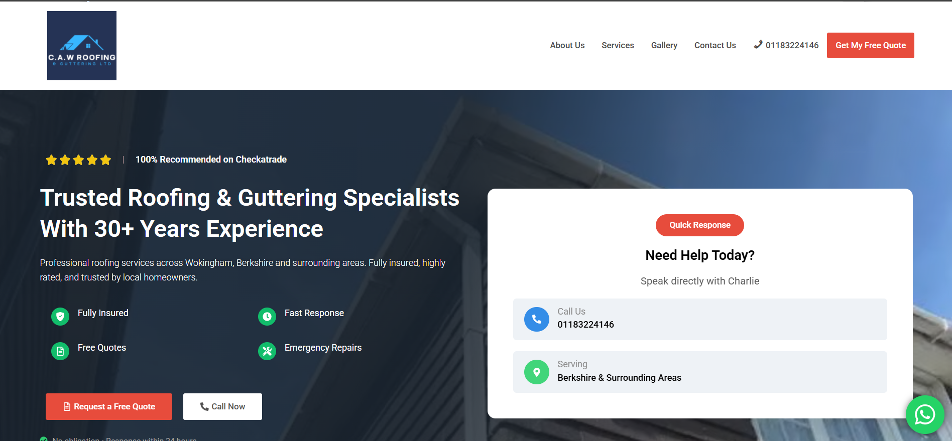CAW Roofing & Guttering LTD website preview